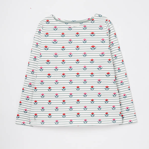 Joules Green Foulard Harbour Long Sleeve Jersey Top Size 12