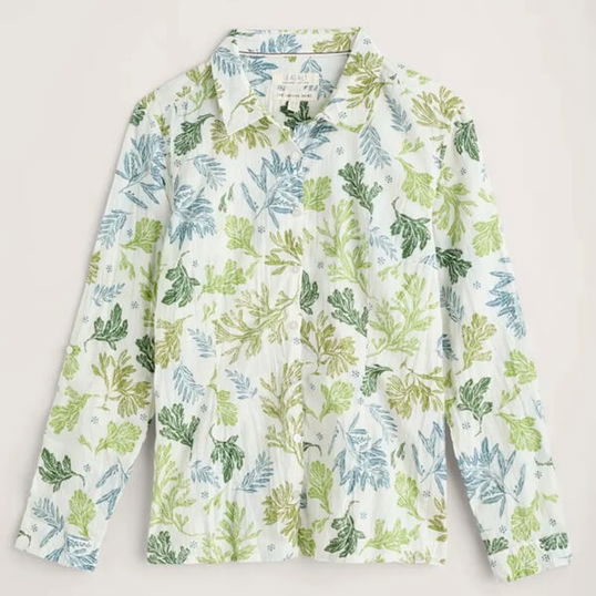 Seasalt Larissa Organic Cotton Shirt Carved Seaweed Chalk Size 12