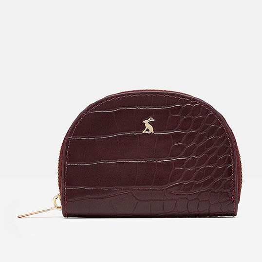 Joules Oxblood Harwell Half Moon PU Croc Coin Purse