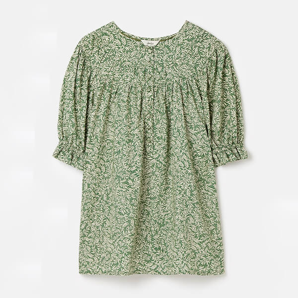 Joules Green Leaf Ditsy Eloisa Curved Yoke Blouse