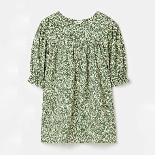Joules Green Leaf Ditsy Eloisa Curved Yoke Blouse
