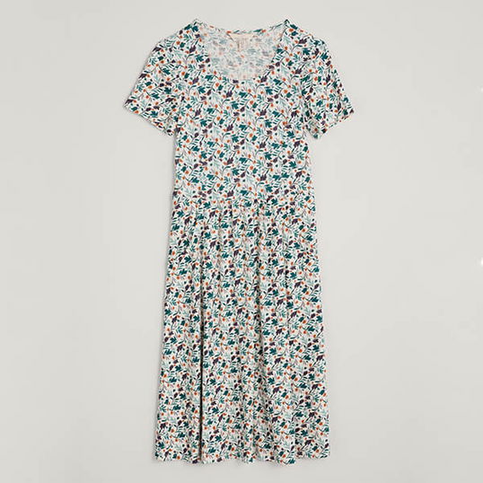 Seasalt Enor Dress Brushed Petals Chalk Size 12