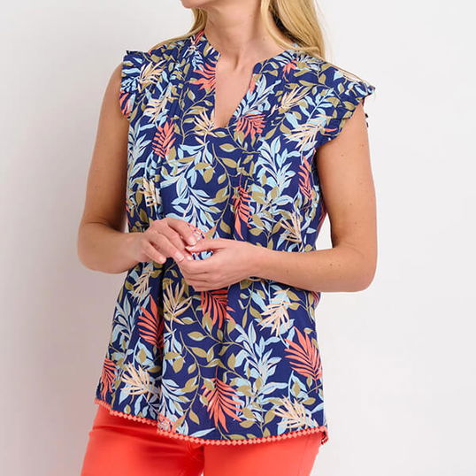 Brakeburn Trailing Tropics Sleeveless Blouse Size 12