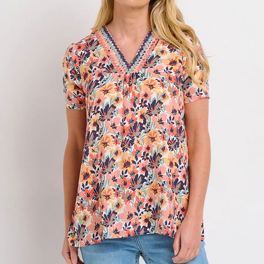 Brakeburn Summer Blooms Blouse Size 16