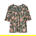 Joules Grey Floral Eloisa Curved Yoke Blouse