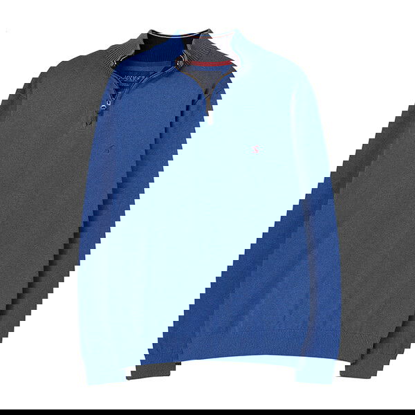 Joules Mens Blue Marl Hillside Quarter Zip Funnel Neck Jumper Size L