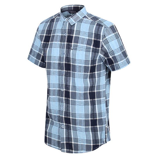 Regatta Men`s Deakin IV Short Sleeve Shirt Powder Blue Check Size L