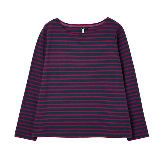 Joules Navy Pink Stripe Long Sleeve Harbour Top