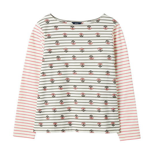 Joules Grey Stripe Foulard Long Sleeve Harbour Top