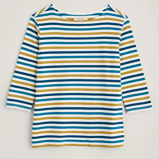 Seasalt Sailor Top Tri Mini Cornish Chalk Dark Hay Size 12