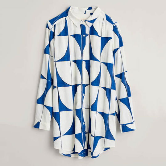 Seasalt Wren Flutter Longline Shirt Ceramic Sails Ink Size 8