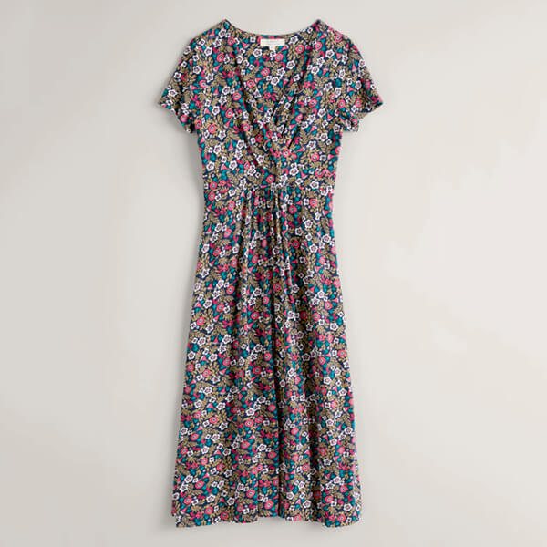 Seasalt Chapelle Jersey Dress Carved Floral Maritime Size 12