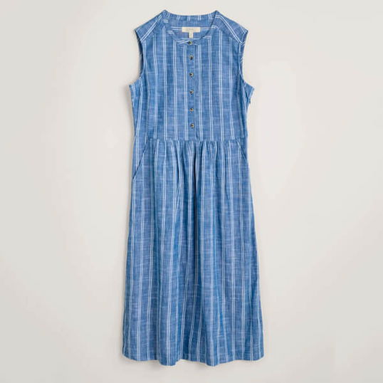 Seasalt Creek Cottage Dress Chesil Stripe Marine Size 12