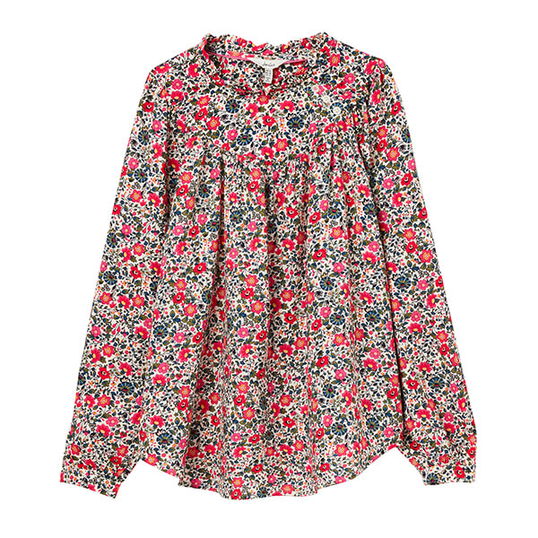 Joules Creme Ditsy Arietta Pop Over Voile Blouse Size 14