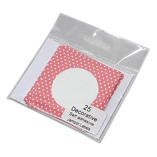 NJ Products Polka Dot Pink Circular Jam Pot Labels
