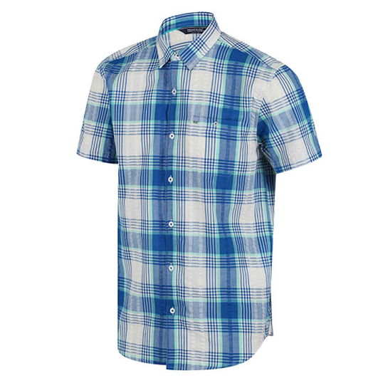 Regatta Men`s Deakin IV Short Sleeve Shirt Lapis Blue Check Size L