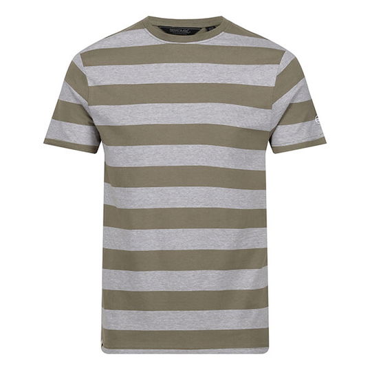 Regatta Mens Ryeden Stripe T-Shirt Fauna White Stone Stripe Size S