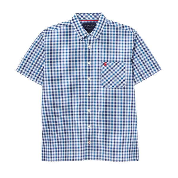 Joules Mens Blue Gingham Wilson Short Sleeve Check Shirt Size XXL