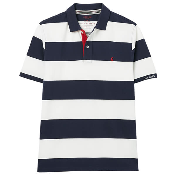 Joules Blue White Stripe Filbert Polo Shirt Size M