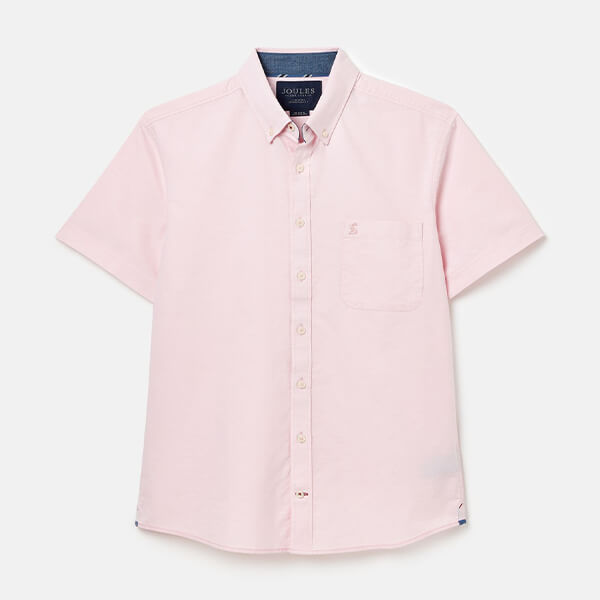 Joules Mens Pink Oxford Short Sleeve Shirt Size L