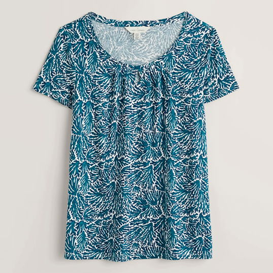 Seasalt Appletree Short Sleeve Top Flowing Seaweed Chalk Size 24
