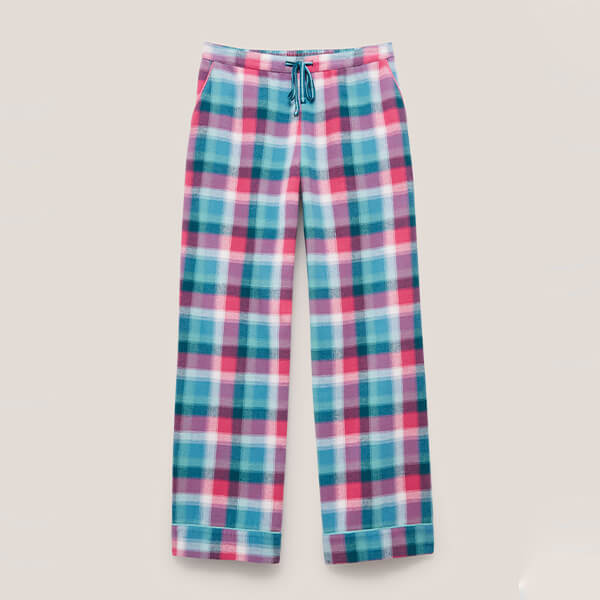 White Stuff Nina Organic Check Pyjama Bottom Teal Multi