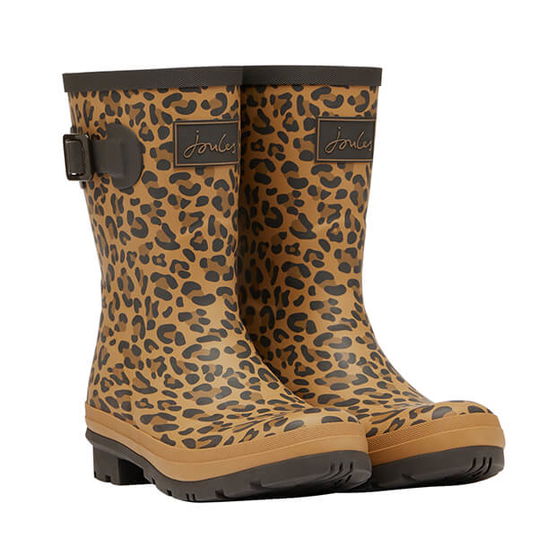 Joules Tan Leopard Molly Mid Height Printed Wellies Size 5