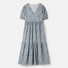 Joules Blue Yellow Ditsy Aura Tiered Cotton Dress Size 16