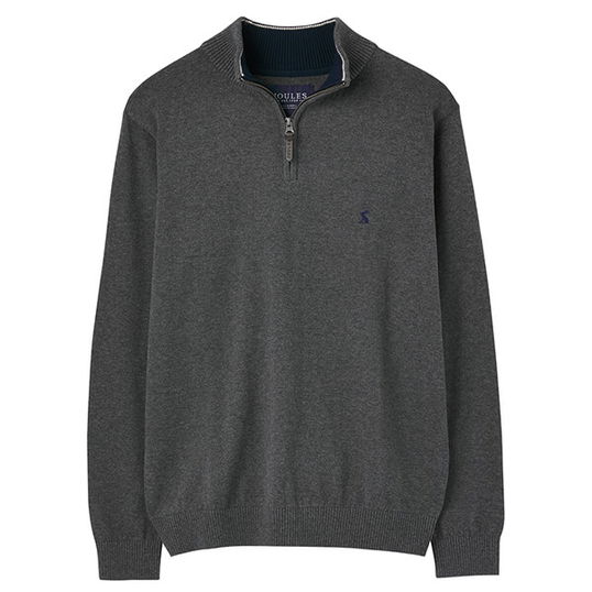 Joules Grey Marl Hillside 1/4 Zip Funnel Neck Jumper Size M
