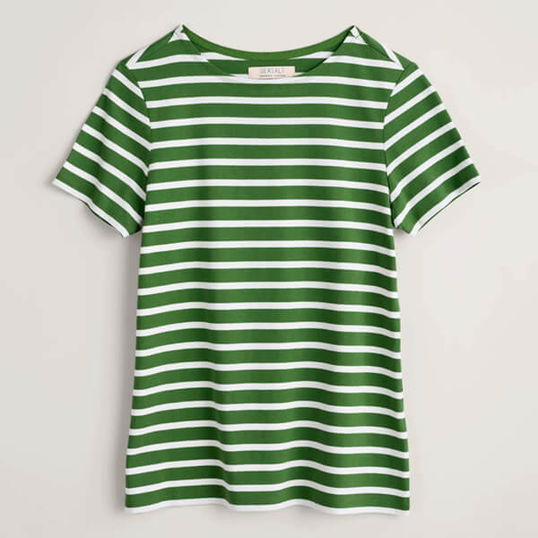 Seasalt Sailor T-Shirt Breton Spring Grass Chalk Size 22