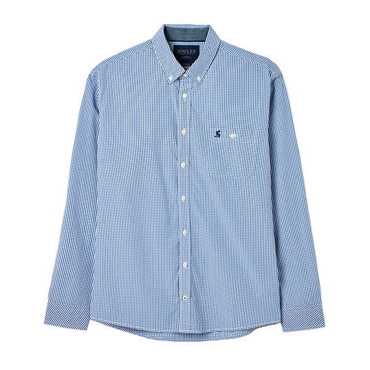 Joules Mens Blue Gingham Abbott Long Sleeve Classic Fit Shirt