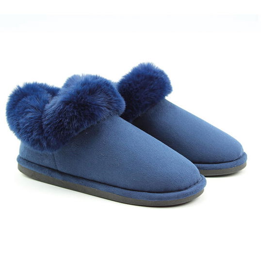 Heavenly Feet Navy Montana Premium Memory Foam Slippers Size S