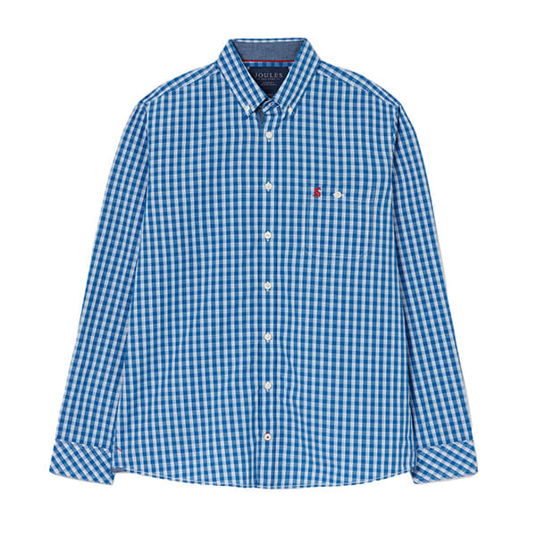 Joules Mens Blue Gingham Abbot Long Sleeve Peached Poplin Shirt Size XXL