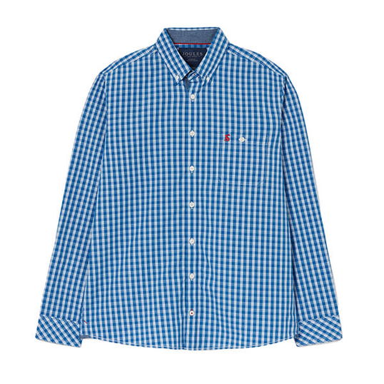 Joules Mens Blue Gingham Abbot Long Sleeve Peached Poplin Shirt Size XXL