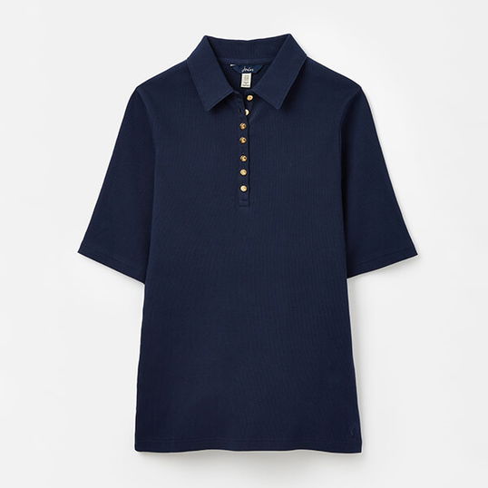 Joules Dark Denim Harriett Ribbed Henley Top Size 18
