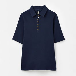 Joules Dark Denim Harriett Ribbed Henley Top Size 8