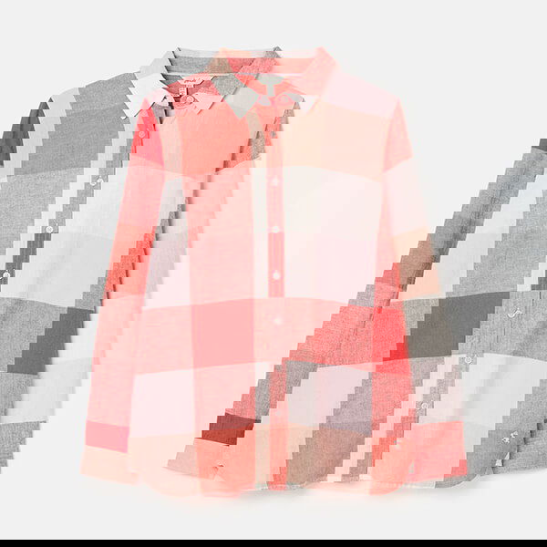Joules Pink Check Lorena Longline Woven Shirt Size 18