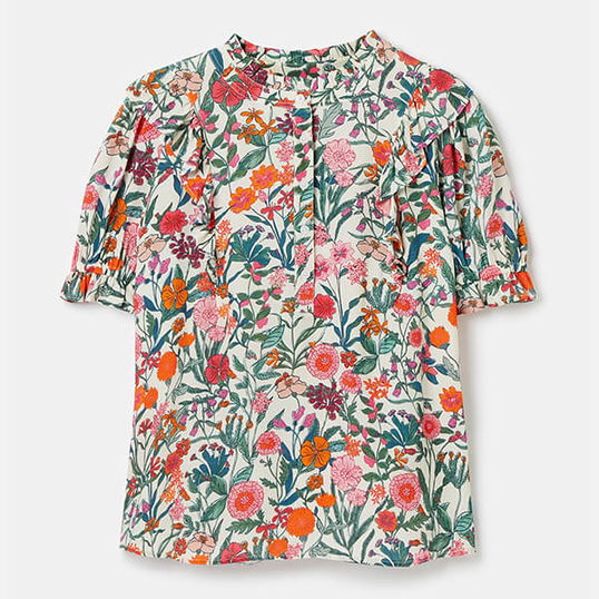 Joules Multi Floral Arlie Frill Blouse Size 16