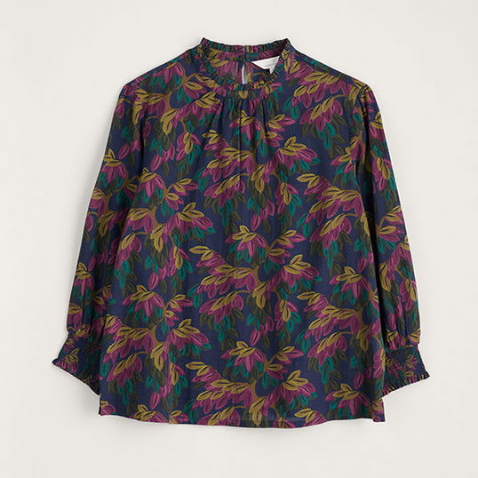 Seasalt Romantic Top Tapestry Leaves Maritime