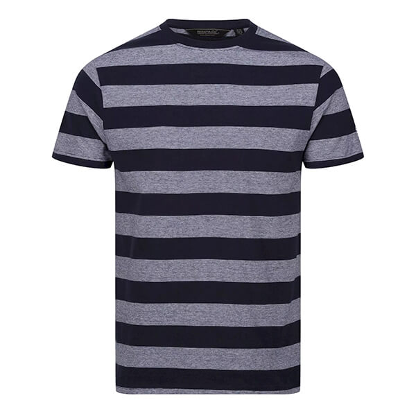 Regatta Mens Ryeden Striped T-Shirt Navy White Stripes Size S