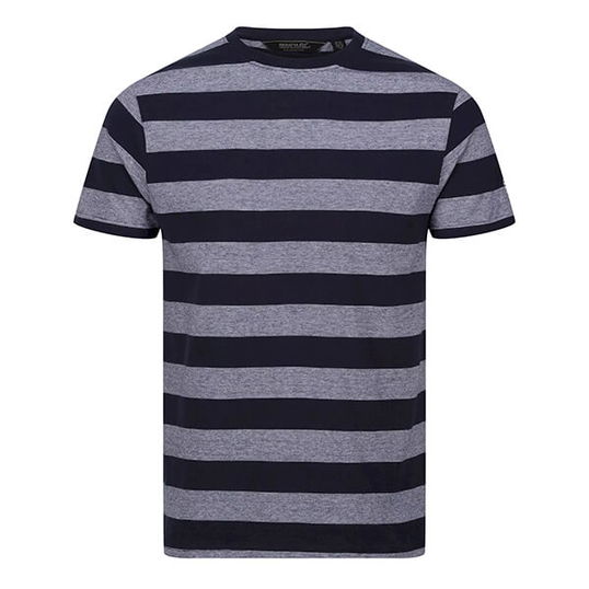 Regatta Mens Ryeden Striped T-Shirt Navy White Stripes Size S