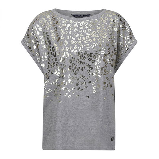 Regatta Womens Roselynn Graphic T-Shirt Paloma Grey Marl Size 12