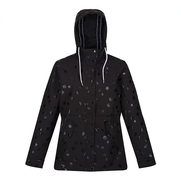 Regatta Womens Bayla Waterproof Rain Jacket Black Spot Size 12