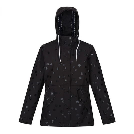 Regatta Womens Bayla Waterproof Rain Jacket Black Spot Size 8