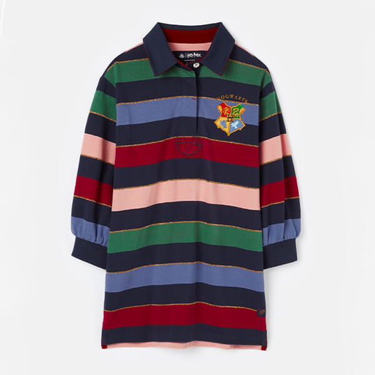 Joules Kids Harry Potter Multi Stripe Moaning Myrtle Rugby Dress