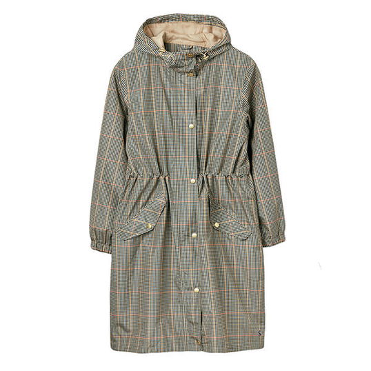 Joules Henson Check Holkham Packable Printed Raincoat Size 12