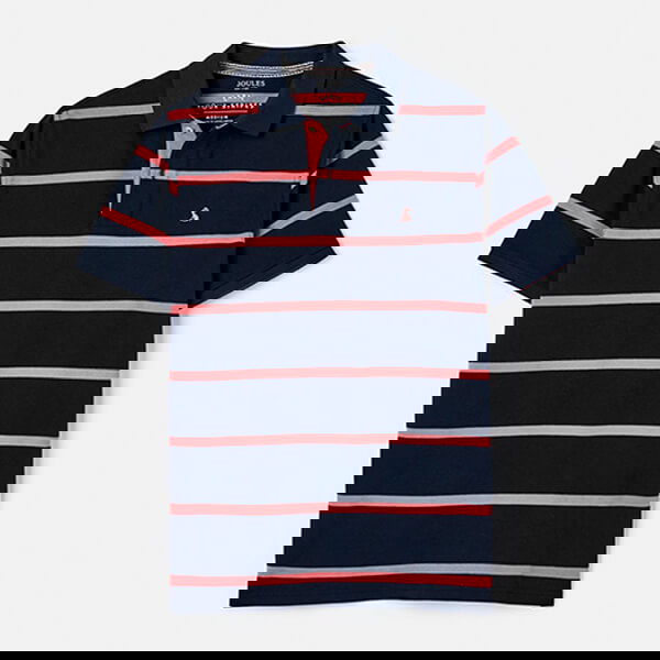 Joules Mens Navy Peach Stripe Filbert Polo Shirt Size XL