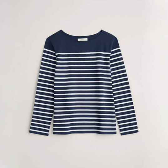 Seasalt Sailor Shirt Falmouth Breton Maritime Chalk Size 12