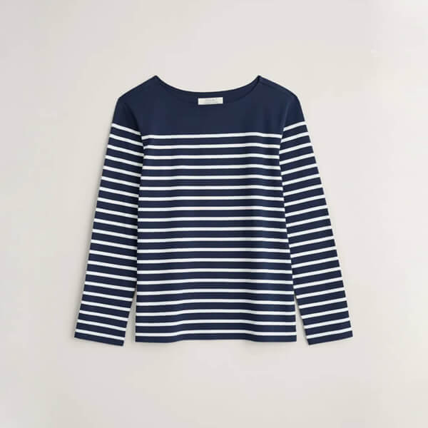 Seasalt Sailor Shirt Falmouth Breton Maritime Chalk Size 8