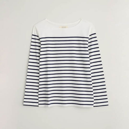 Seasalt Sailor Shirt Falmouth Breton Chalk Maritime Size 12